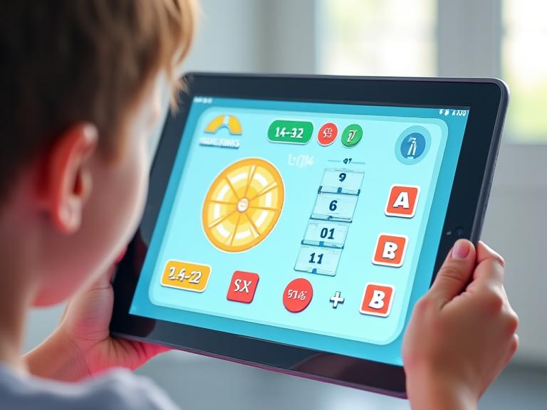 Interfaz de aplicación de matemáticas en tablet